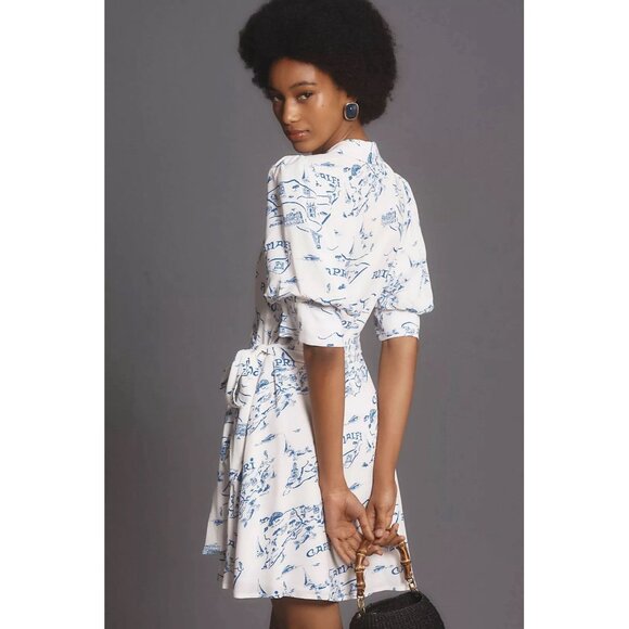 Anthropologie Blue and White Wrap Dress - Picture 4 of 7